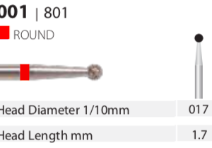 Diamond Bur - Round - Fine (Red) - 017 (Pack of 10)
