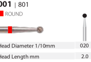 Diamond Bur - Round - Fine (Red) 020 (Pack of 10)
