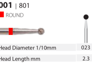 Diamond Bur - Round - Fine (Red) 023 (Pack of 10)