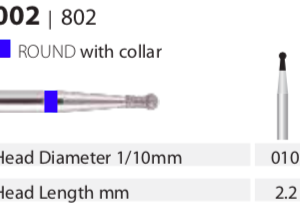 Diamond Bur - Round With Collar - Medium (blue) 010 (Pack of 10)