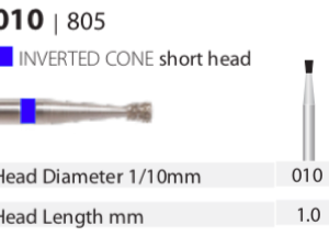 Diamond Bur - Inverted Cone Short Head - Medium (Blue) 010 (Pack of 10)