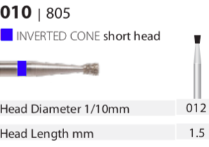 Diamond Bur - Inverted Cone Short Head - Medium (Blue) 012  (Pack of 10)