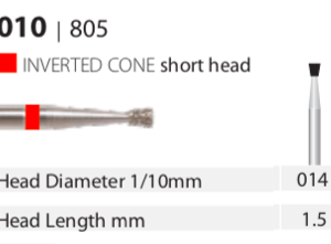 Diamond Bur - Inverted Cone Short Head - Fine (Red) 014. (Pack of 10)