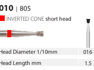 Diamond Bur - Inverted Cone Short Head - Fine (Red) 016. (Pack of 10)