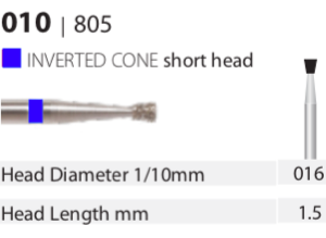 Diamond Bur - Inverted Cone Short Head - Medium (Blue) 016