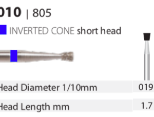 Diamond Bur - Inverted Cone Short Head - Medium (Blue) 019. (Pack of 10)