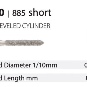 Diamond Bur - Bevelled Cylinder Short - Medium (Blue) 012. (Pack of 10)