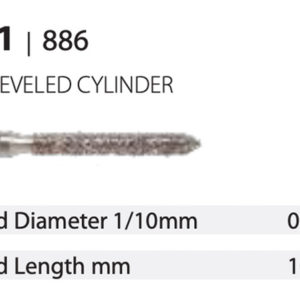 Diamond Bur - Bevelled Cylinder - Medium (Blue) 010. (Pack of 10)