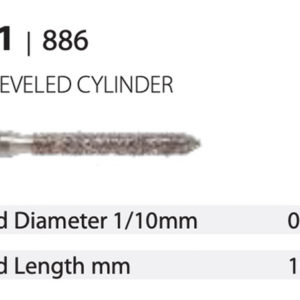 Diamond Bur - Bevelled Cylinder - Medium (Blue) 012. (Pack of 10)