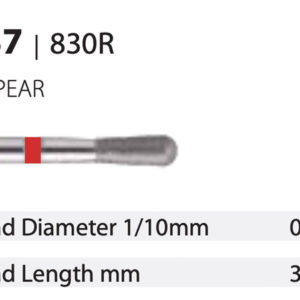 Diamond Bur - Pear - Fine (Red) 010  (Pack of 10)