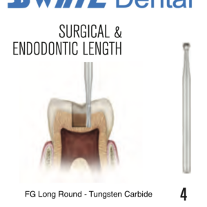 SS WHITE - Surgical - Tungsten Carbide - Friction Grip - Long - Round - 004 (Pack of 10) (350002)