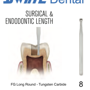 SS WHITE - Surgical - Tungsten Carbide - Friction Grip - Long - Round - 008 (Pack of 10) (350004)