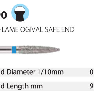 Diamond Bur - Flame - Safe End - Medium (Blue) 018