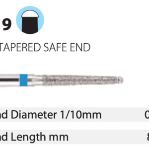 Diamond Bur - Safe End - Round End Taper - Medium (Blue) 012  (Pack of 10)