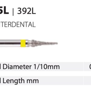 Diamond Bur - Interdental (IPR) - Long - Extra Fine (Yellow) 016 (Pack of 10)