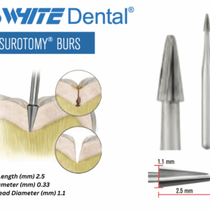 SS White - FG Fissurotomy - Original - 5 Pack - Head Length 2.5MM / Tip Diameter 0.33MM Max Head Diameter 1.1MM (310215)