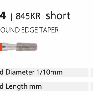 Diamond Bur - Round Edge Taper Short - Fine (Red) 019 (Pack of 10)