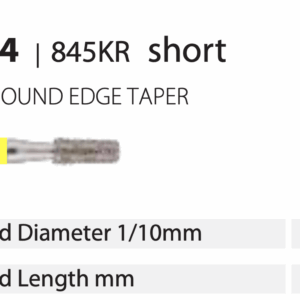 Diamond Bur - Round Edge Taper Short - Extra Fine (Yellow) 021 (Pack of 10)