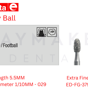 Edenta – Diamond Bur – Egg / Rugby Ball – Extra Fine (Yellow) 029 (Pack of 5) (C379.314.029)