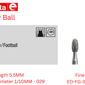 Edenta - Diamond Bur - Egg / Rugby Ball - Fine (Red) 016 (Pack of 5) (F379.314.029)